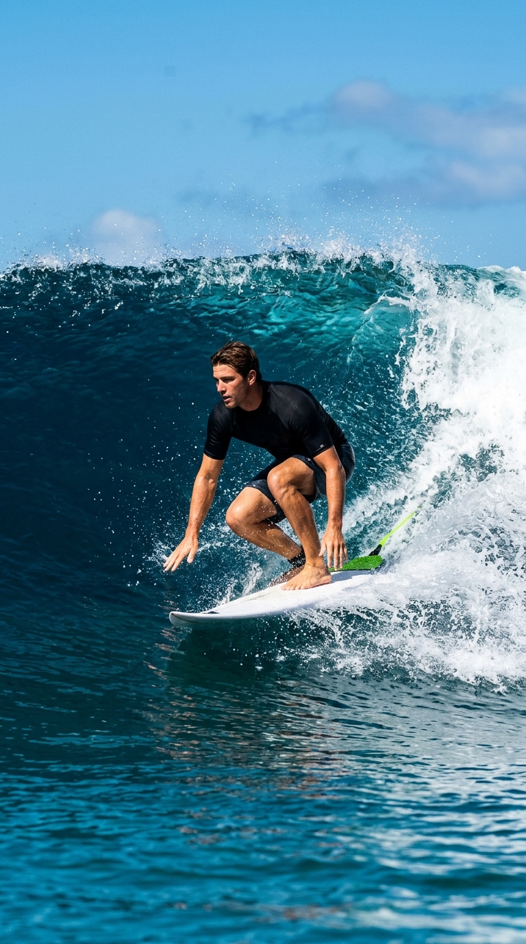 Surfer riding a wave