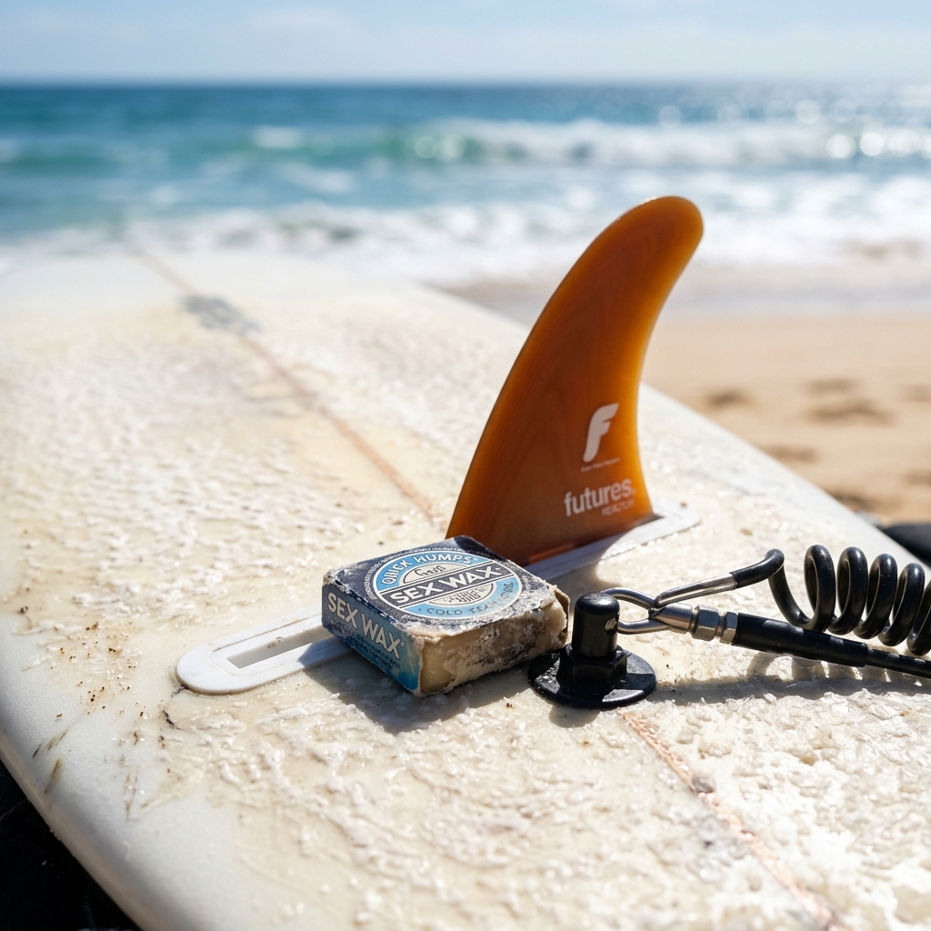 Surf gear close-up on board deck